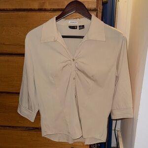 Vintage Beige button down cropped Women's Top